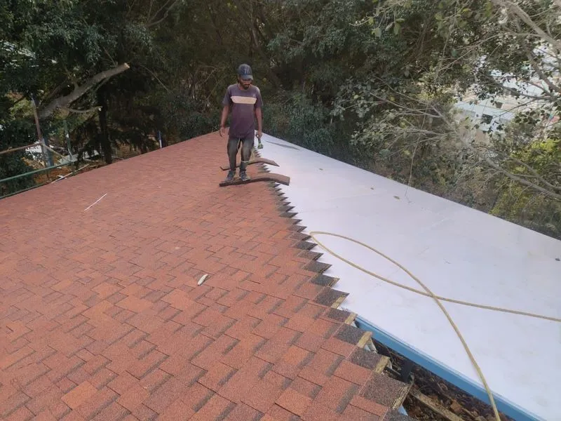 Detailed roof installation work